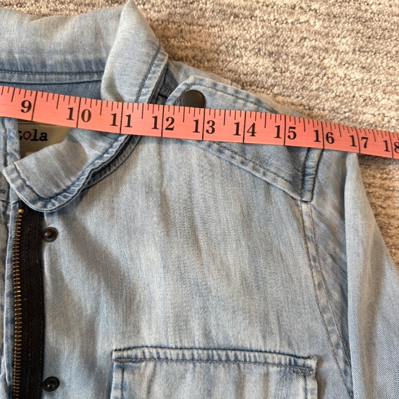 Pistola Chambray Blue Tencel & Cotton Utility Bomber Cargo Womans Jacket Size S - Picture 15 of 17